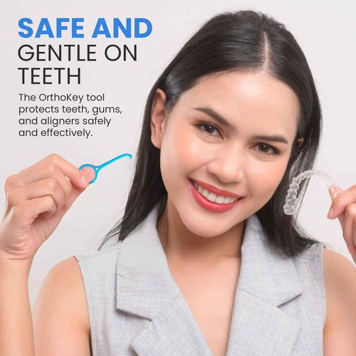 OrthoKey Clear Aligner Removal Tool - Unleash Precision: Grabber Remover for Braces & Retainers | Elevate Dental Care with Ortho Tools for Orthodontic Care | Small Blue, 30-Pack.