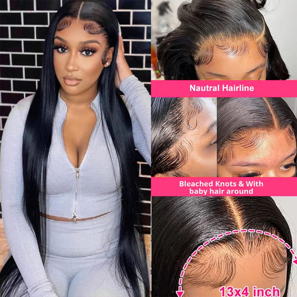 12A Straight Bundles with Frontal Human Hair 20 22 24 with 18 Inch Brazilian Human Hair Bundles with Closure 100% Unprocessed Virgin Hair Weave Bundles with 13x4 HD Lace Frontal