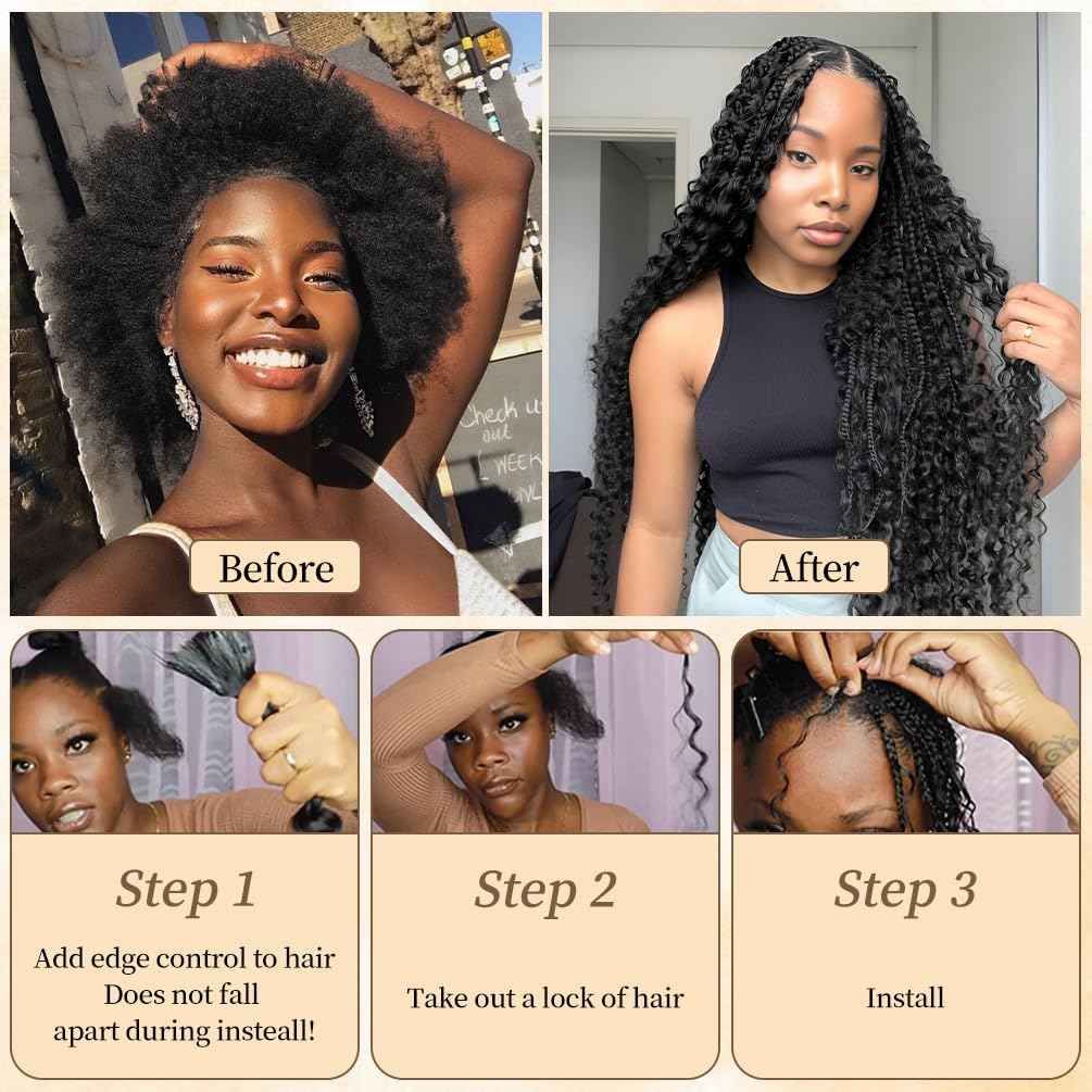 Human Braiding Hair for Boho Knotless Braids 2 Bundle 16 Inches 80g Deep Wave Bulk Human Hair for Braiding Hair Wet and Wavy 10A Brazilian Virgin Human Hair Balayage Brown to Blonde 4P27