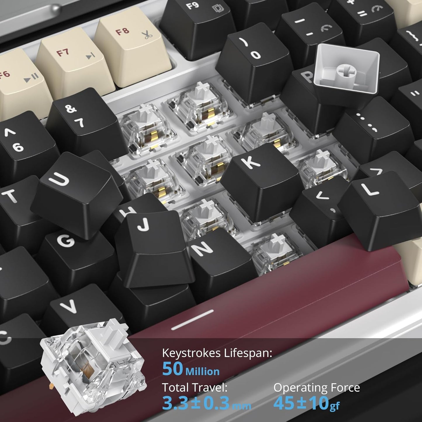 75% Mechanical Gaming Keyboard, Hot Swappable RGB Backlit Custom With Knob, Gasket Mount USB Wired, 82 Keys Blue White Linear Red Switch (82 Blue White)