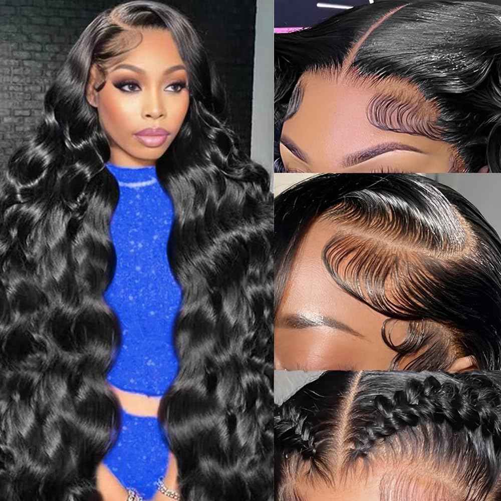 30 Inch 13x6 Body Wave Lace Front Wigs Human Hair 200% Density HD Lace Front Wigs Human Hair Pre Plucked Natural Color Glueless Wig 100% Virgin Lace Front Wigs for Women