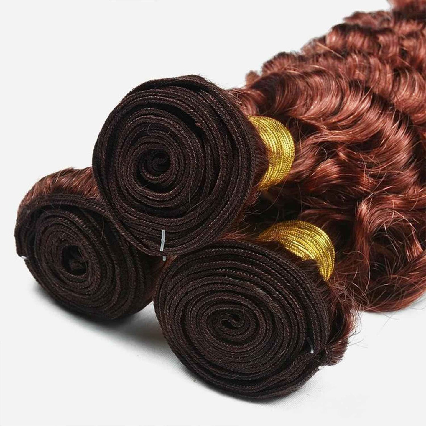 Giginger Bundles Human Hair 24 26 28 Inch Reddish Brown Deep Wave Bundles Color 33 Human Hair Deep Wave Unprocessed Quick Weave Soft Sewn In Hair Extensions for Black Women