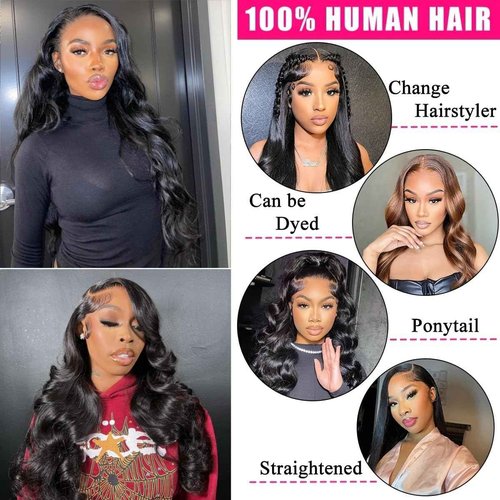 13x6 Lace Front Wigs Human Hair Pre Plucked Body Wave Lace Front Wigs 220 Density HD Lace Frontal Wig for Women Body Wave Frontal Wig Human Hair 26''