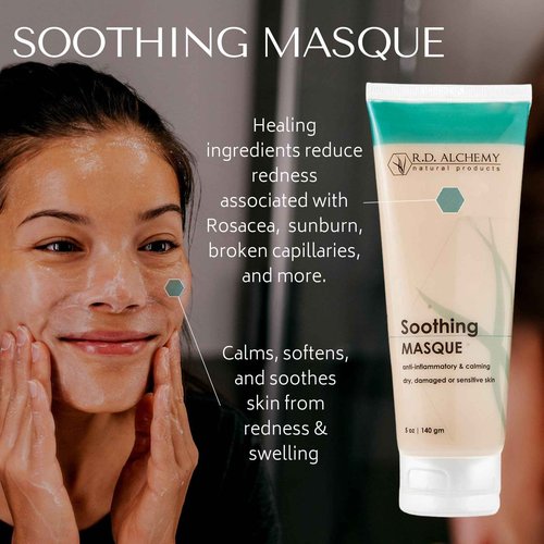 RD Alchemy - Natural & Organic Soothing Mask - Soothes Sensitive Skin, Redness and Irritation from Dryness, Irritation and Post Waxing/Peels/Laser Treatments/Extractions and more!