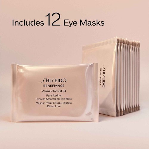 Shiseido Benefiance WrinkleResist24 - Pure Retinol Express Smoothing Eye Mask - 12 Sets of Two Eye Masks - Reduces Appearance of Wrinkles in 15 Minutes