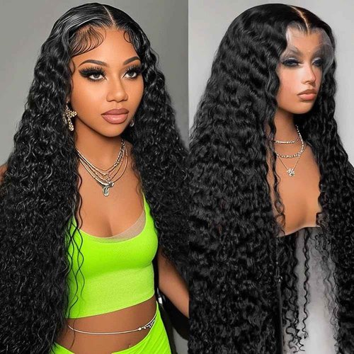 Tosiboy Deep Wave Lace Front Wigs Human Hair Pre Plucked 13x6 Deep Curly Wig Human Hair for Black Women 180% Density Wet and Wavy HD Lace Frontal Wigs Human Hair with Natural Hairline 20 Inch