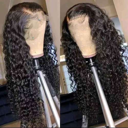 mianduan 13x4 Deep Wave Lace Front Wigs Human Hair 250% Density Deep Wave Frontal Wigs Human Hair HD Lace 22 Inch Curly Wigs for Black Women Pre Plucked with Baby Hair Curly Lace Front Wig