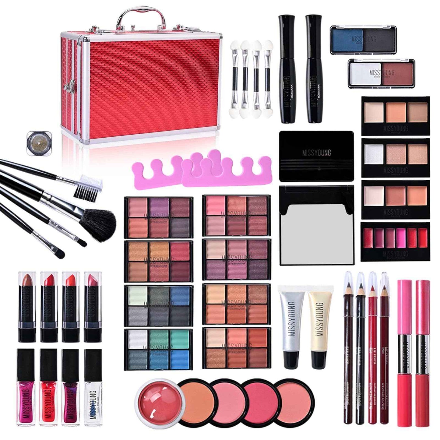 Joyeee All-in-One Makeup Kit Gift Set Women Full Set Carry All Professional Make up Kit With Makeup Bag Lipgloss Lipstick Concealer Blush Foundation Face Powder Eyeshadow Palette Cosmetic Palette #10