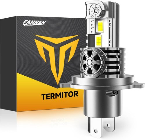 Termitor Latest H4/9003/HB2 Bulb for Motorcycle Hi/Low Beam, 18000LM 800% Super Brighter, 1:1 Halogen Size, 6500K Cool White, 70000Hrs Long Service Life with Cooling Fan, Plug and Play, Pack of 1
