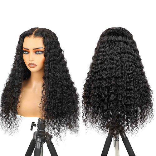AOFEER 200% Density Deep Wave Wear and Go Glueless Wigs Human Hair Pre Plucked Pre Cut 7x5 HD Lace Front Wigs Pre Bleached Bye Bye Knots Deep Curly Lace Closure Wigs Human Hair for Women 18 Inch