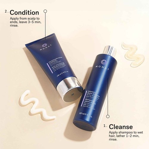 MONAT Volumizing Shampoo & Conditioner Set Infused with REJUVENIQE – Lightweight Care for Fine, Flat Hair – Enhances Volume, Adds Softness and Shine – Net Wt. 237 ml (8 fl. oz.) & 177 ml (6 fl. oz.)