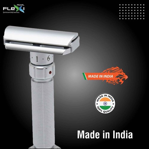 Pearl Flexi Adjustable Safety Razor Version V12 - Reusable Metal Razor made of 100% Brass | Eco Friendly Double Edge Razor for Men | Men's Shaving Razor for best Father's Day Gift