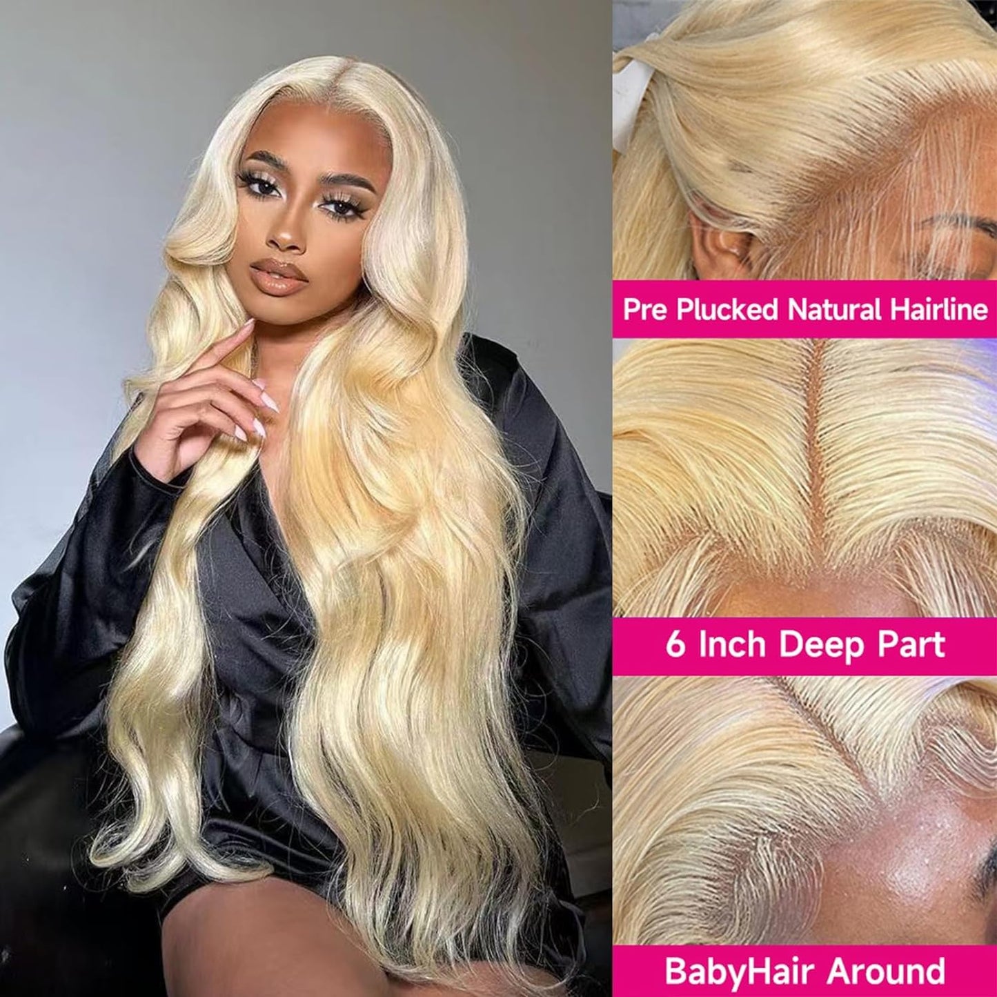 MYDIVA 613 13x6 Lace Front Wig Human Hair Body Wave Blonde Lace Front Wigs Human Hair Pre Plucked 613 HD Lace Frontal Wig for Women 180% Density 613 Blonde Wig 24 inch