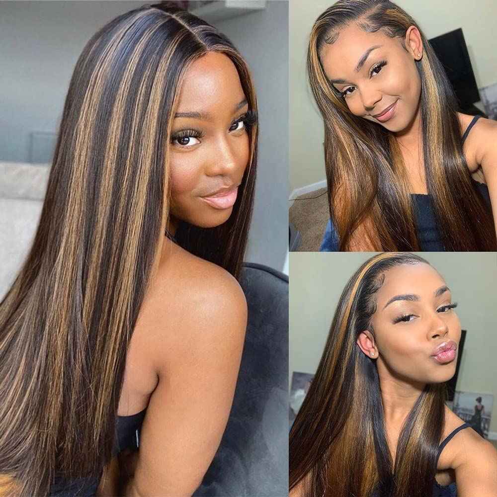 IFTIME Highlight Ombre Lace Front Wig Human Hair 180 density 26 inch straight wigs human hair 13x4 lace front wigs human hair wigs for black women