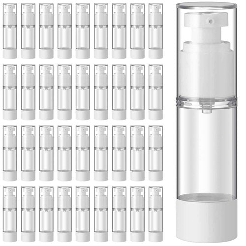 Sabary 60 Pcs Clear Airless Pump Bottles Refillable Cosmetic Travel Size Dispenser Vacuum Plastic Travel Bottles Empty Lotion Pump Dispenser Liquid Toiletry Container(3.4 oz)