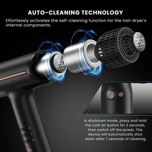 Prastiny Hair Dryer with Diffuser: Professional High Speed Quiet Ionic Blow Dryer - Intelligent Heat Control - Lightweight Portable Travel & Home for Women & Stylists Frizz Free Styling SGS Certified