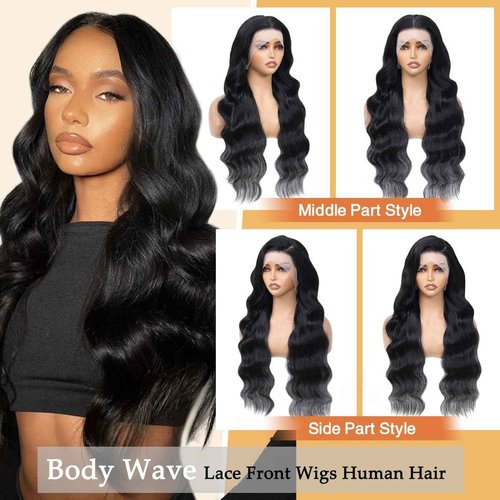Atohallan 13x4 Body Wave Lace Front Wigs Human Hair Pre Plucked 26 Inch HD Transparent Lace Frontal Wigs Human Hair for Women 180% Density Glueless Frontal Wigs Human Hair Body Wave Wig(26 Inch)