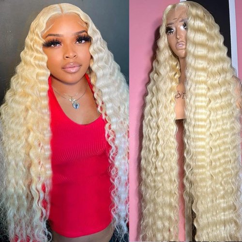 VICYAO 22 Inch 613 Lace Front Wig Human Hair 13x4 Deep Wave Human Hair Wig 200% Density 613 HD Lace Frontal Wig Blonde Lace Front Wigs Human Hair Pre Plucked With Baby Hair For Women