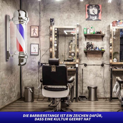 precious harvest Barber Pole,LED Light Source,Wall Mount,Red,Blue and White Barbershop Rotating Light Fixture,Classic Signs for Hair Salon,22.8 Inch