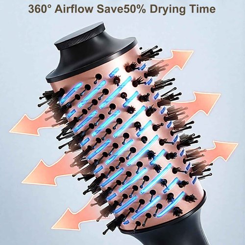 Automatic Curling Comb, inch Ceramic, Ionic The hot Rounding Brush smooths Your Hair and Helps You Look Better Take Care of Your own Makeup, Constant Temperature 2-in-1 (Rose Gold)