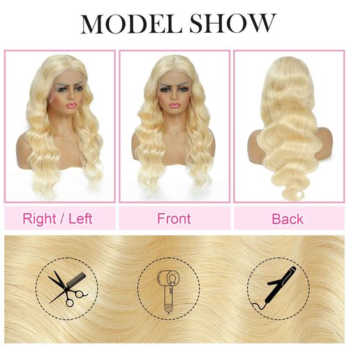 BOTNNS 28 Inch 613 13x6 Lace Front Wig Human Hair 200 Density Blonde Wig Human Hair 613 Body Wave Blonde HD Lace Front Wigs Human Hair Pre Plucked 613 Lace Frontal Wigs