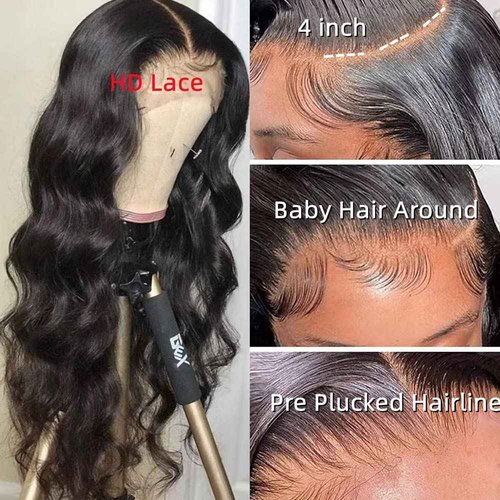 YACHEP Body Wave 13x4 Lace Front Wigs Human Hair Pre Plucked HD Lace Frontal Wigs Human Hair Wavy Wigs for Black Women 150 Density 20 Inches