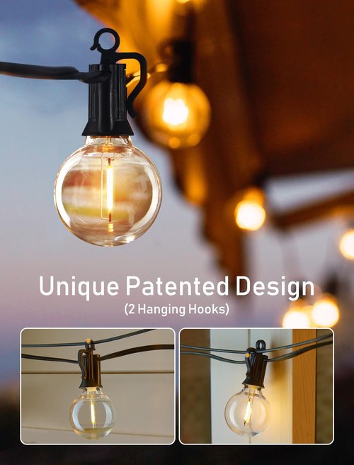 Brightown Outdoor String Lights, 200 FT(100FT*2) Globe Patio Lights with 100 G40 Shatterproof Bulbs, Waterproof Connectable Commercial Hanging Light for Backyard Bistro Porch Cafe