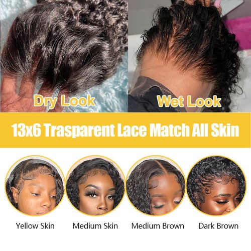 KTOOYKE Deep Wave Lace Front Wigs Human Hair for Women 22 Inch Hd Lace Frontal Wig 13x6 Deep Curly Wig Human Hair Lace Front Wigs Pre Plucked 180 Density Natural Color