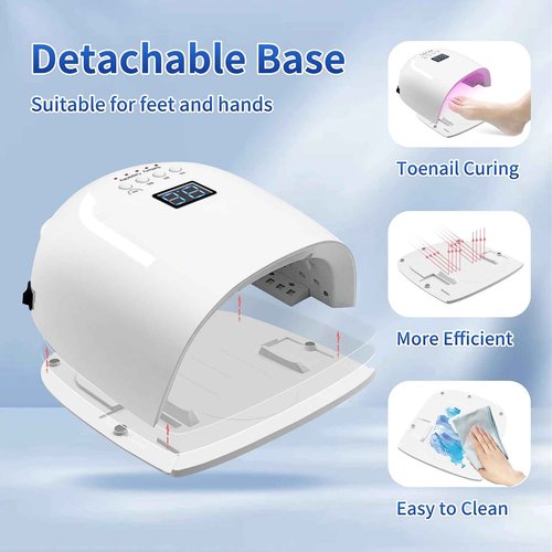 BIDUO UV LED Nail Lamp, 86W Rechargeable Cordless Nail Dryer, 52 Lamp Beads 4 Timers Settings & Auto Sensor, Professional Gel Polish UV LED Nail Light for Salon & Home (White)