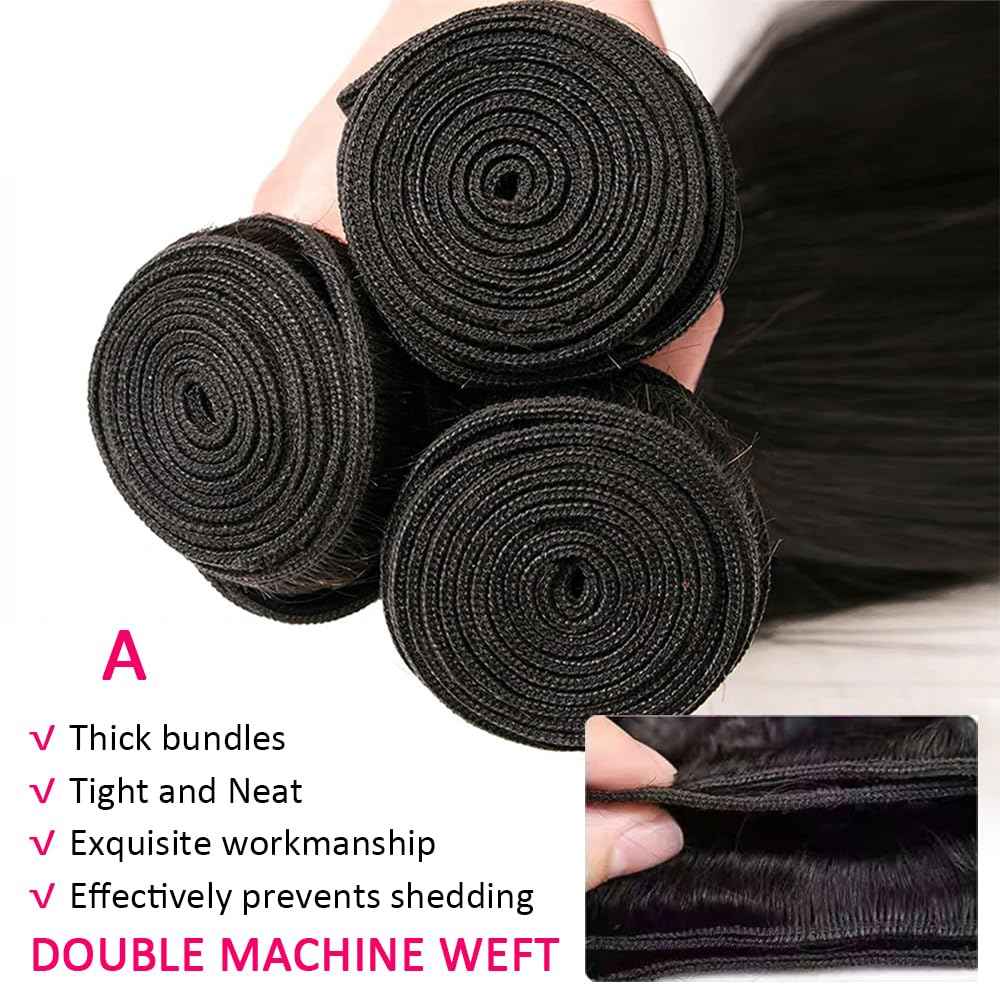 Gotcosy 14A Body Wave Bundles Human Hair 16 18 20 22 Inch 100% Brazilian Virgin Real Raw Human Hair Bundles Body Wave Thick Weave Natural Color (16 18 20 22 Inch)