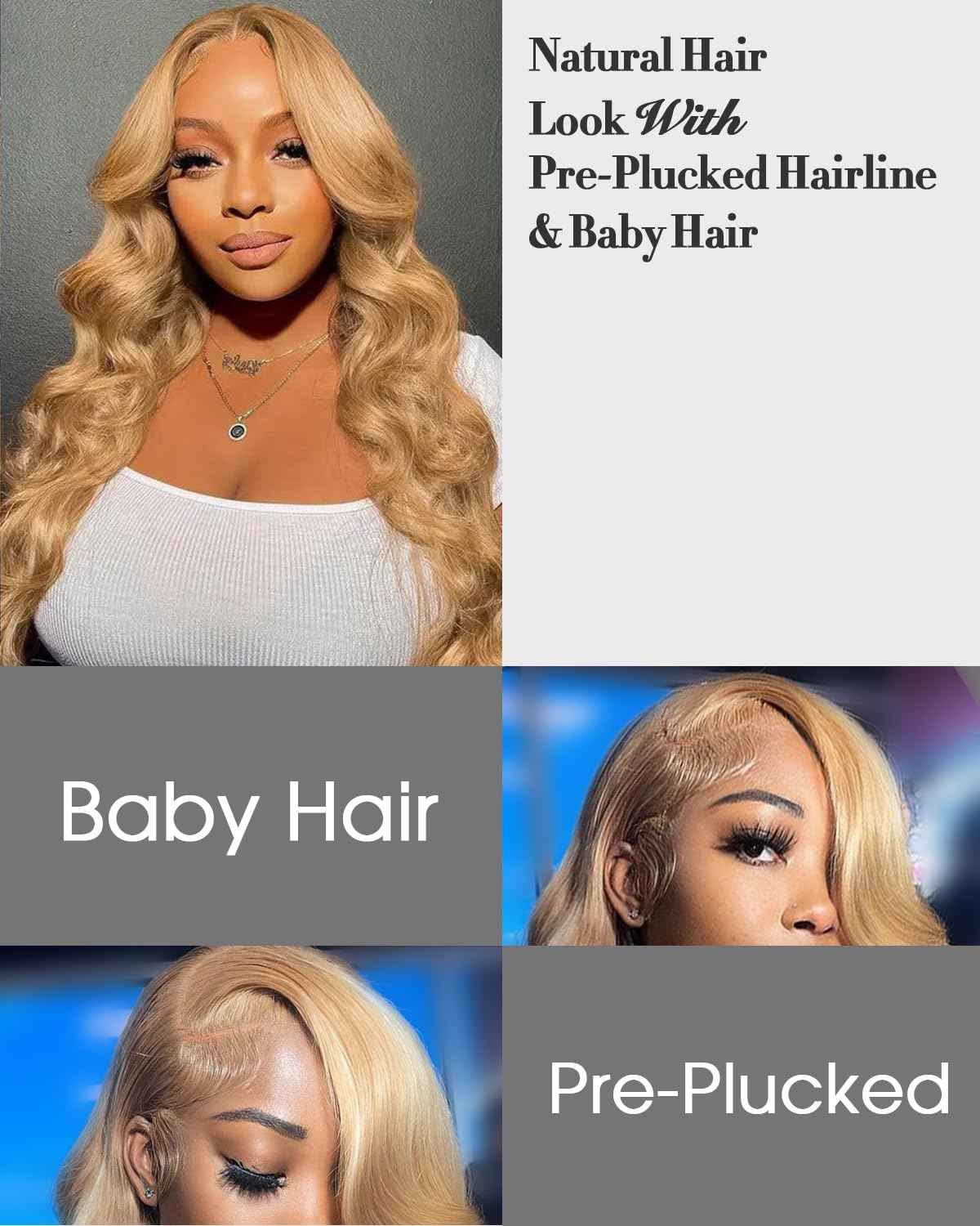 Honey Blonde Lace Front Wigs Human Hair 13x4 HD Transparent Lace Frontal Wigs Body Wave Colored 27 Honey Brown Wavy Wig Pre-Plucked Hairline 180% Density 20 inch