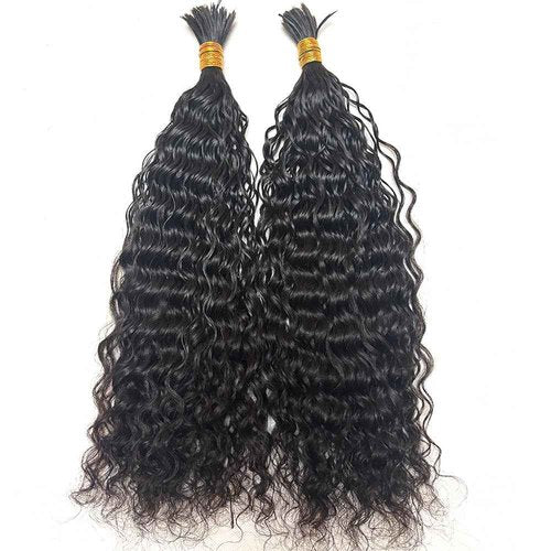 Pre-Divided Bulk Human Hair Wave Wave Braiding Hair for Boho Braids Double Drawn Curly Human Hair Bulk Extensions 18inch 200g for Black Women