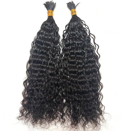 Pre-Divided Bulk Human Hair Wave Wave Braiding Hair for Boho Braids Double Drawn Curly Human Hair Bulk Extensions 16inch 200g for Black Women
