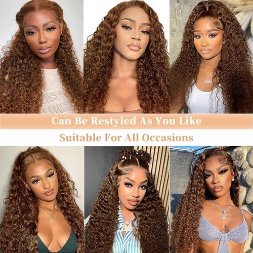 QWedafy Chocolate Brown Lace Front Wigs Human Hair 13x6 Deep Wave Lace Front Wigs Human Hair 200 Density HD Colored Deep Curly Lace Frontal Wigs for Women Pre Plucked with Natural Hairline (24inch)