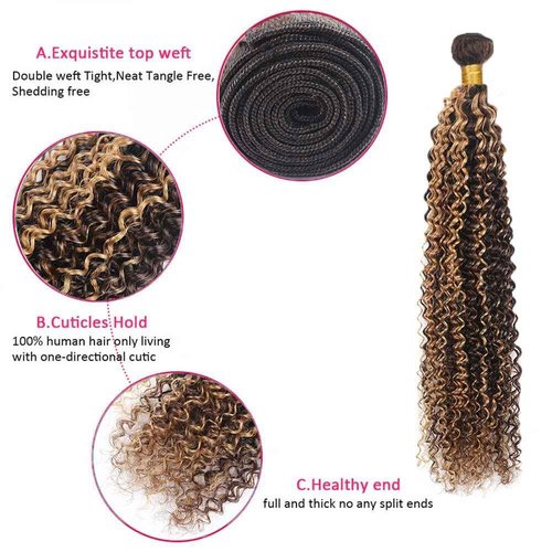 P427 Highlight Blonde Human Hair Bundles Curly Wave Bundles Human Hair Blonde 20 22 24 inch Highlight Bundle Human Hair Double Weft 300G Total for Black Women Soft Hair Extensions
