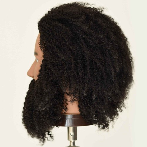 Newshair Male Mannequin Head 8"-10" 100% Human Hair Curly Hair Hairdresser Cosmetology Mannequin Manikin Training Head Hair and Free Clamp Holder
