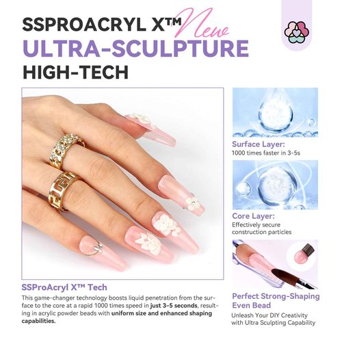 SAVILAND Acrylic Nail Kit with Everything: Professional Nail Kit Acrylic Set with EMA Monomer Nail Drill Gel Polish for Nail Extension 3D Carving Sculpture Home Salon Use Christmas Gift Set