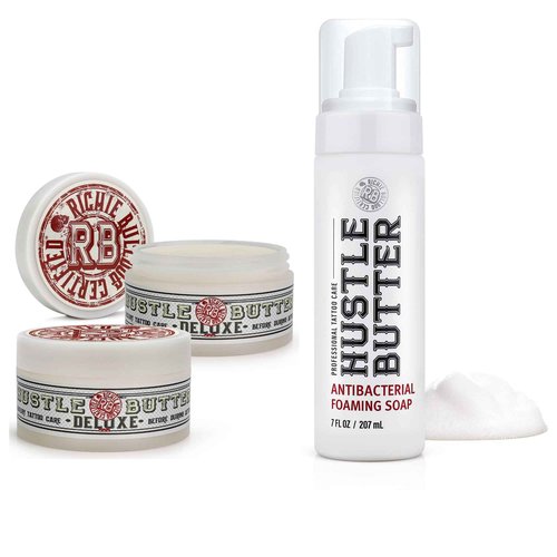Hustle Butter Tattoo Aftercare Balm 5oz 2pack & Hustle Bubbles Tattoo Soap