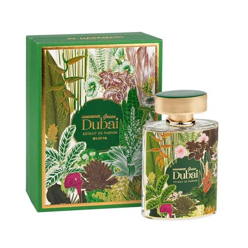 Al Haramain Green Dubai for Unisex - Arabian Perfume for Women and Men - Floral Woody Musk Fragrance - Long Lasting Arabic Cologne - Extrait De Parfum - 3.33 oz EDP Spray