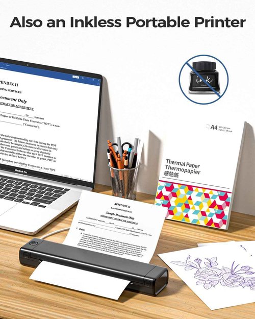 COLORWING M08F Tattoo Stencil Printer Bluetooth, Wireless Thermal Transfer Machine for Skin, Small A4 Paper (Black)