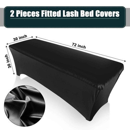 Remagr 2 Pieces Lash Bed Covers PU Leather Wipeable Fitted Massage Table Cover Waterproof Reusable Spa Bed Covers for Lash Massage Spa Salon Made of Artificial Leather and Stretch Fabric