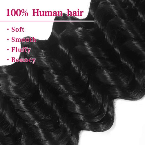 Deep Wave Bulk Human Hair for Braiding 10A Brazilian Curly Human Hair 100 percent Human Hair 2 Bundles No Weft micro Human Braiding Hair for Boho Braids Virgin Hair Extension(Natural Black, 100g 20")