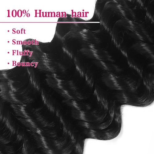 Deep Wave Bulk Human Hair for Braiding 10A Brazilian Curly Human Hair 100 percent Human Hair 2 Bundles No Weft micro Human Braiding Hair for Boho Braids Virgin Hair Extension(Natural Black, 100g 24")