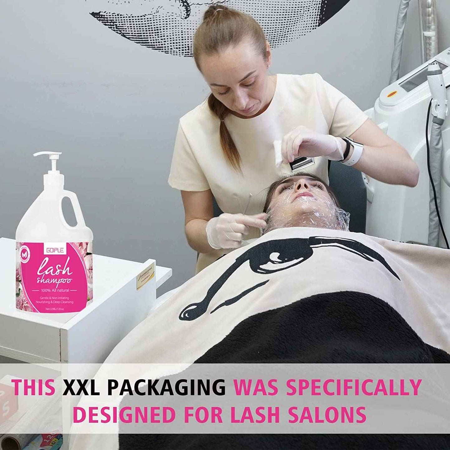 Lash Shampoo for Lash Extensions Eyelash Extension Cleanser, 3.98L Professional Eyelid Foaming Cleanser Lash Extension Kit Lash Mousse Non-lrritating Wash for Extensions Lashes Salon and Home Care