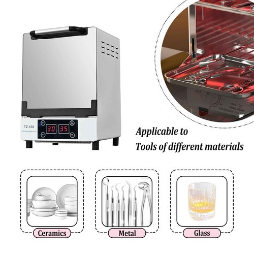 Henlivy Nail Tool cleaning cabinet, Large capacity Stainless Steel cleaning, with Drying Function, Temperature and Timer Control, up to 60 Minutes, 110V Power Supply