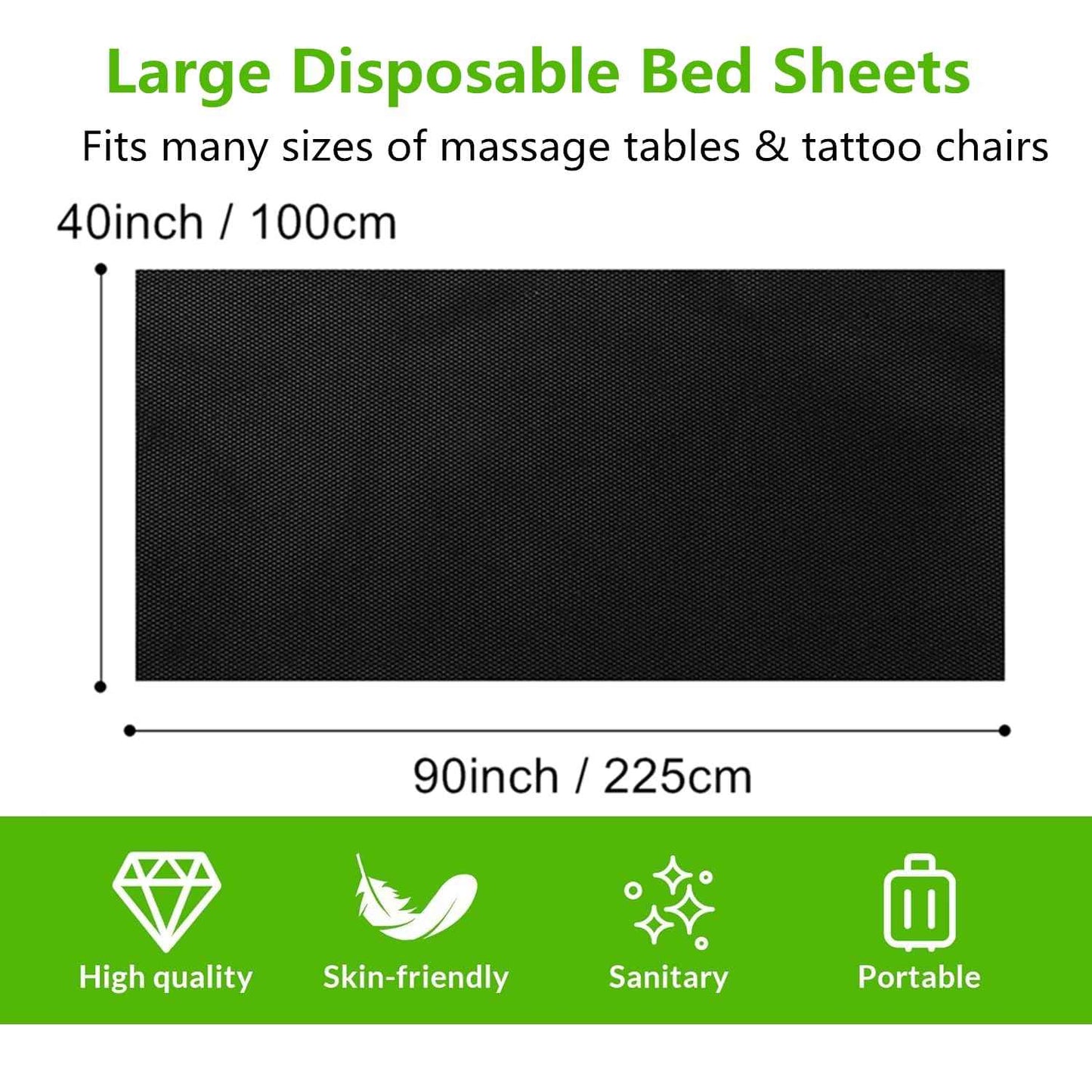 20 Pieces Tattoo Bed Covers Disposable Drape Sheets Black 40 x 90 inches Thick Massage Table Cover Waterproof for Tattoo Chair Cleaning Supplies, Medical, Soft Non Woven Fabric and Ink-proof Poly