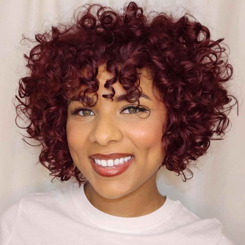 Fancy Hair Short Rose Curl Human Hair Wigs Big Curly Bob With Bangs No Lace Front Human Hair Wig for Black Women Daily Use (99J)