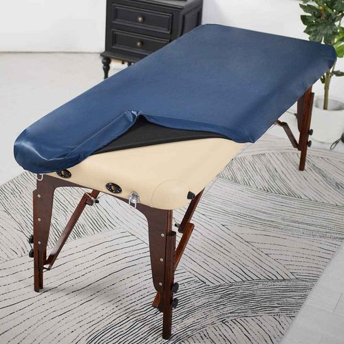 ARTABLE Massage Table Protection Cover Universal Fabric Fitted PU Vinyl Leather Bed Sheet Tables 28-32" Wide Fits Round&Square Corner Tables 1 Count (Dark Blue, 30 x 70 Inch)