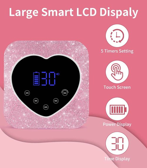 HUGMAPLE UV Light for Nails, 74W Cordless Rechargeable UV Nail Lamp, Fast Nails Dryer Curing Lamp for Salon & Home, Gel Nail Polish UV Light with 5 Timer Setting, Touch Control & Auto Sensor