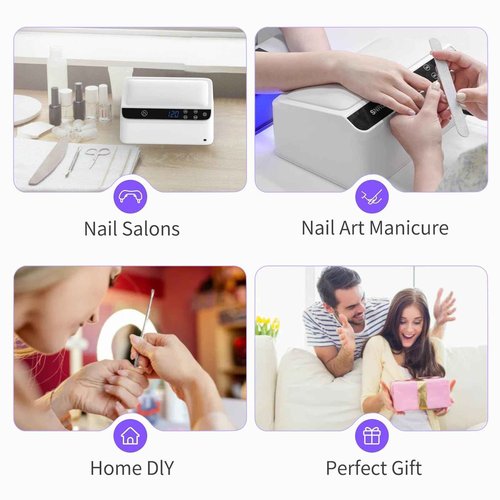 ZIZZON UV LED Nail Lamp with Arm Rest Pillow for Gel Polish 72W Power Nail Light Dryer with 4 Timers and Touch Screen Perfect for Salon or Home Use